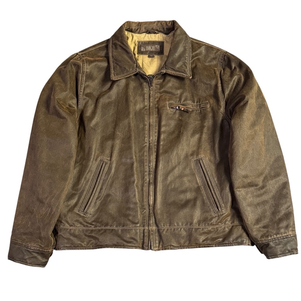 Vintage BKE Motocross Bomber Chore Faux Jacket‎ Brown Regular Fit Men’s XL